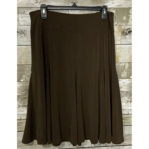 Apt.9 Womens Brown A Line Stretch Flare Pleated Skirt Size L